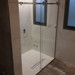 Mampara Acero Inox Corrediza Vidrio Esmerilado