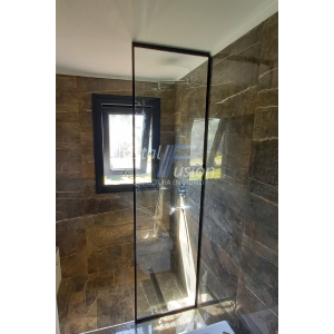 Mampara Fija para Baño 0.80×1.80cm cuatro bordes perfil Negro