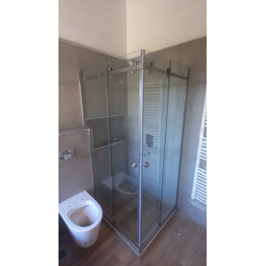 Mampara DeVidrio y Acero Inox Corrediza tipo Box