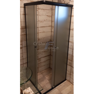 Mampara Corrediza Box 1.00 + 1.00 x 2.00 cm con Perfil Negro