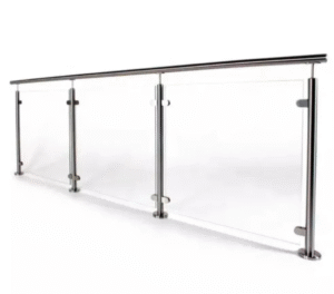 Parante de acero inoxidable con pinzas para barandas de Vidrio