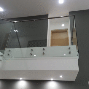 Baranda de Vidrio y Soporte tipo Botón Acero Inoxidable