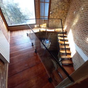 Baranda de Vidrio para  Escalera con MiniPostes Acero Inox