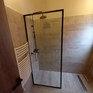 Mampara Fija para Baño 0.80×1.80cm cuatro bordes perfil Negro