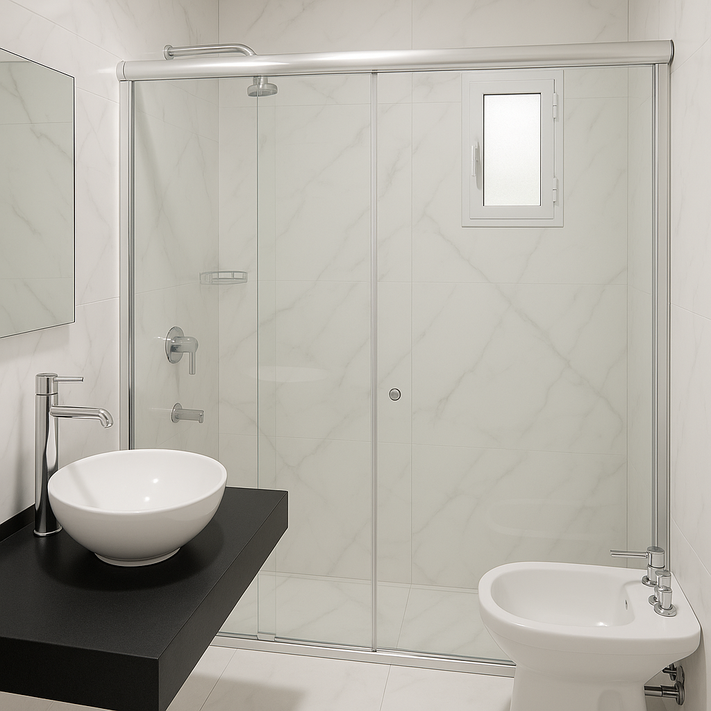 Mampara corrediza de vidrio para baño